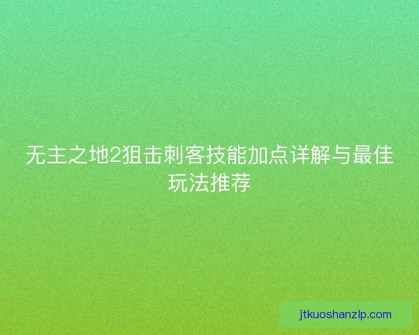 无主之地2狙击刺客技能加点详解与最佳玩法推荐