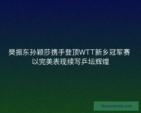 樊振东孙颖莎携手登顶WTT新乡冠军赛 以完美表现续写乒坛辉煌