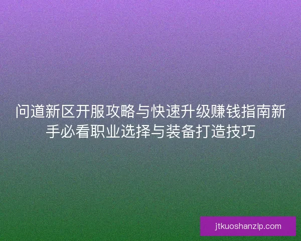 问道新区开服攻略与快速升级赚钱指南新手必看职业选择与装备打造技巧