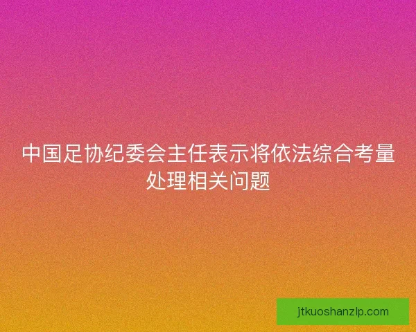 中国足协纪委会主任表示将依法综合考量处理相关问题